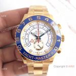 JF Factory Replica Rolex Yacht-master II All Gold Case Blue Ceramic Bezel Men Watch
